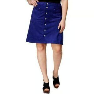 INC International Concepts A Line Skirt Blue Faux Suede. Size M